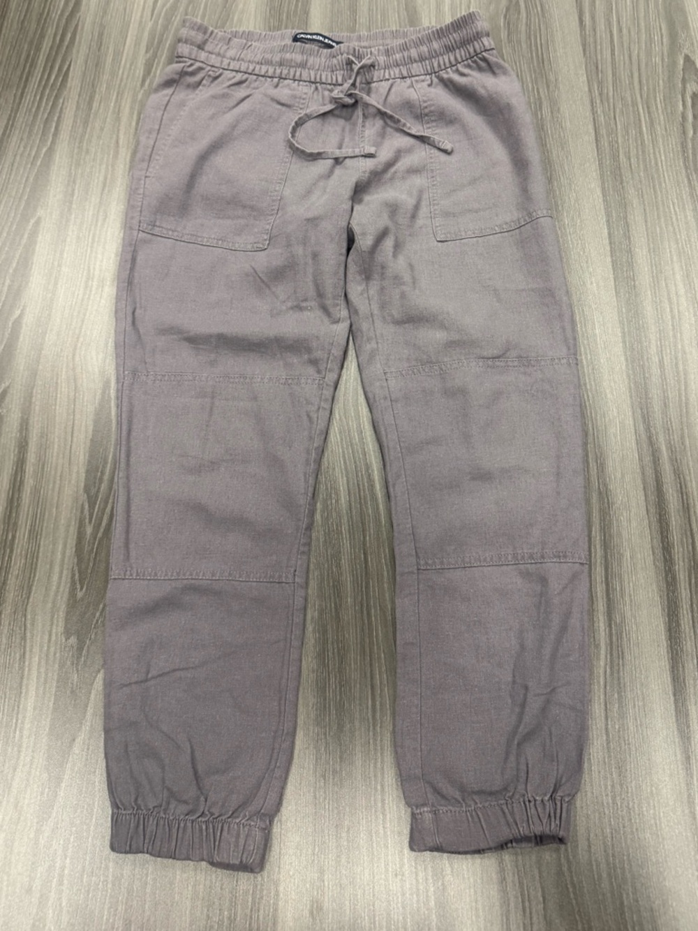Calvin Klein Jeans Women’s Drawstring LINEN Jogger Pants - Mauve Gray Size 2